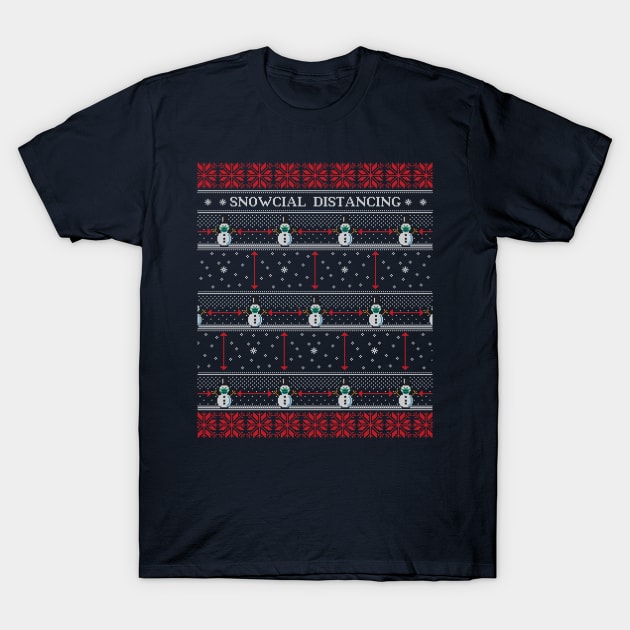 Snowcial Distancing - Funny Christmas Thanksgiving 2020 Ugly Fairisle Sweater T-Shirt by ZowPig Shirts